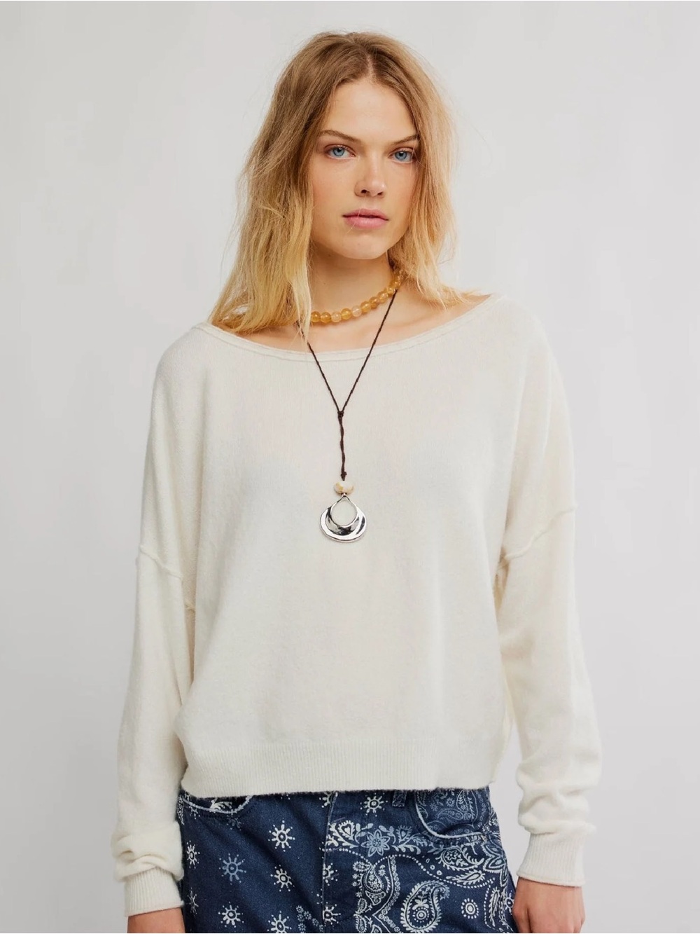Free People See Me Pullover Ivory - Picture 2 of 5